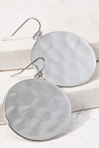 Silver Hammered Disc Earrings
