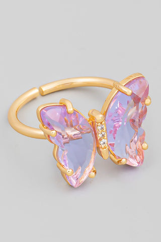 Purple Glass Butterfly Statement Ring