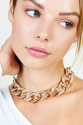 Bulky Gold Chain Link Choker Necklace